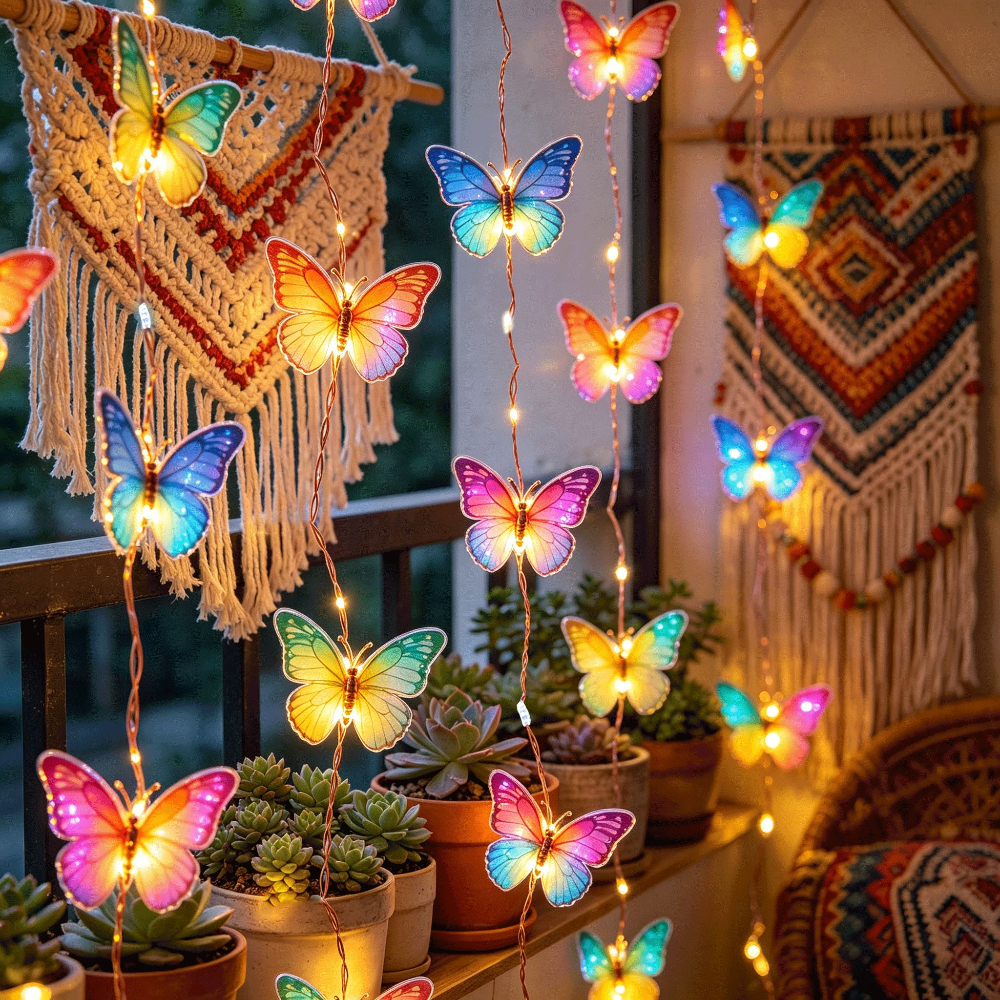 TEMU 21 pezzi/Set di luci stringa a LED a forma di in plastica artificiale, (20 artificiali e 2M di luci stringa) multicolore, luci fatate [2 / 6.6