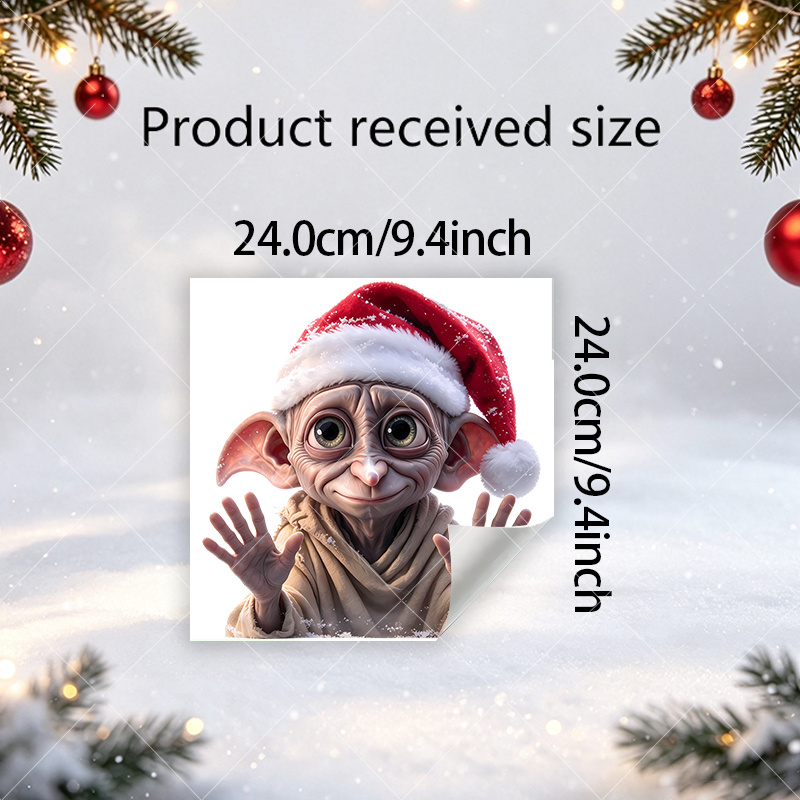 TEMU 1pc, Wb, Harry Potter Dobby Christmas Window Sticker Decoration, Suitable For Indoor Outdoor, Wall, Window, Porch, Shop Glass Scene Arrangement,