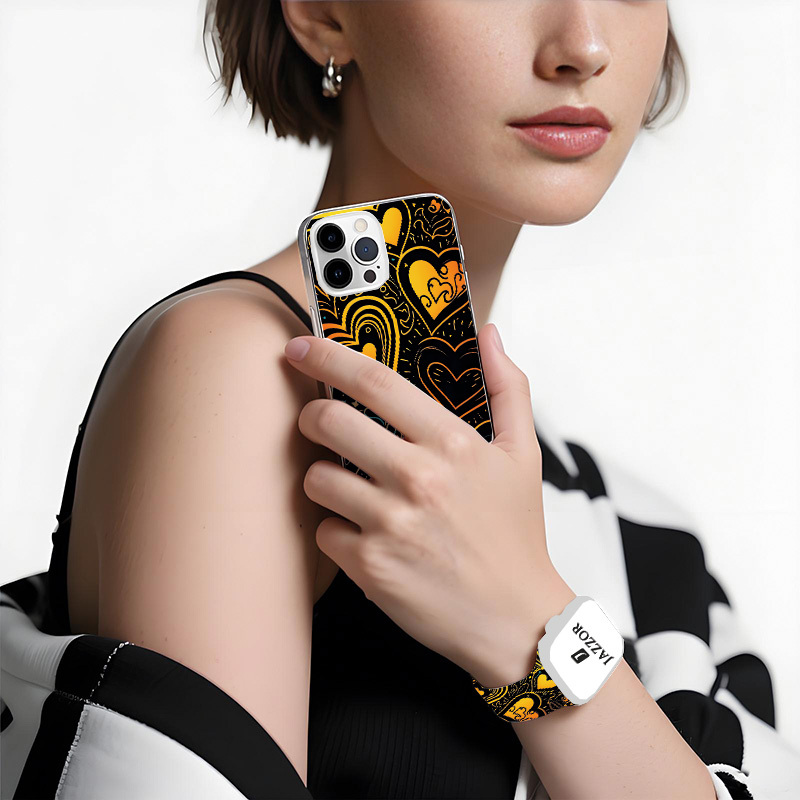 Heart-Shaped Love Pattern Phone Case and Watch Band Combo Gift