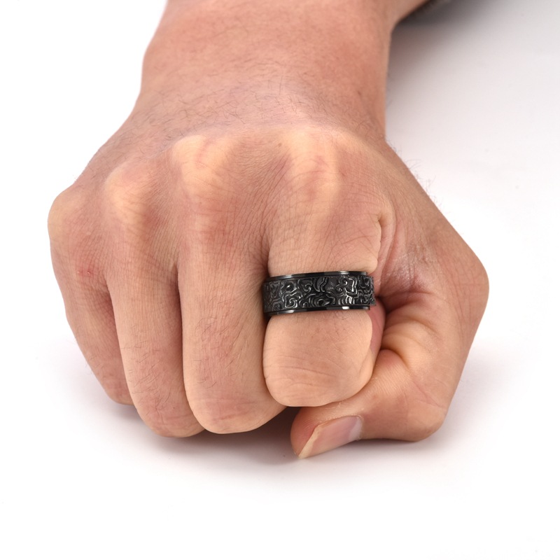 vintage inspired stainless steel rotating ring for men elegant cloud   polished     ideal for casual attire vintage jewelry Product details 7
