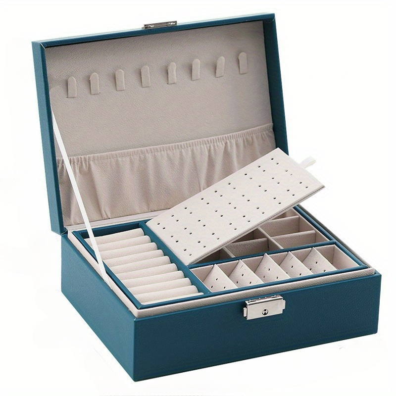 Double Layer Leather Jewelry Box, Portable Organizer
