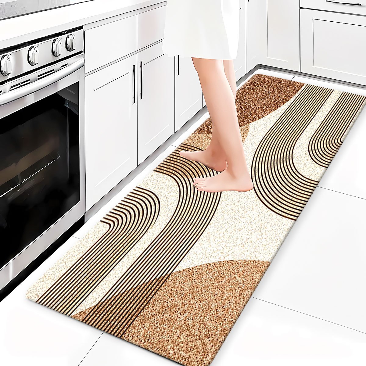 TEMU 1pc Modern Minimalist Suitable For Kitchen Rug, Long Runner Suitable For Doorway, Entryway, Laundry Room, Living Room, Dining Room, Machine