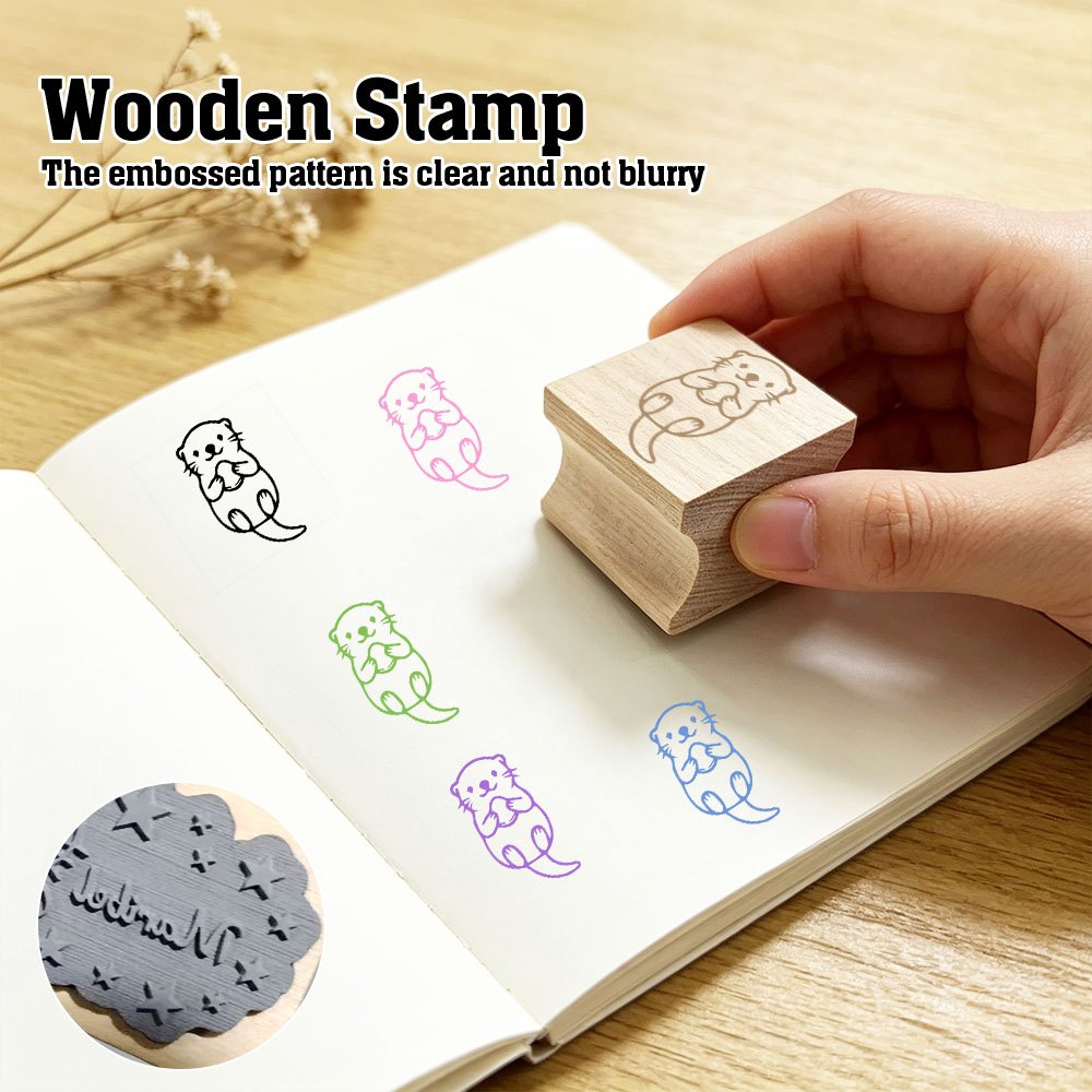 Image of 1pc Office Stamp Decoration Handcraft Wooden Stamp, Teacher Gift, Suitable For , Back-to-school Gift, Study Supplies, Stamp Without Ink, Back-to-, Teacher Supplies, Back-to-school Items