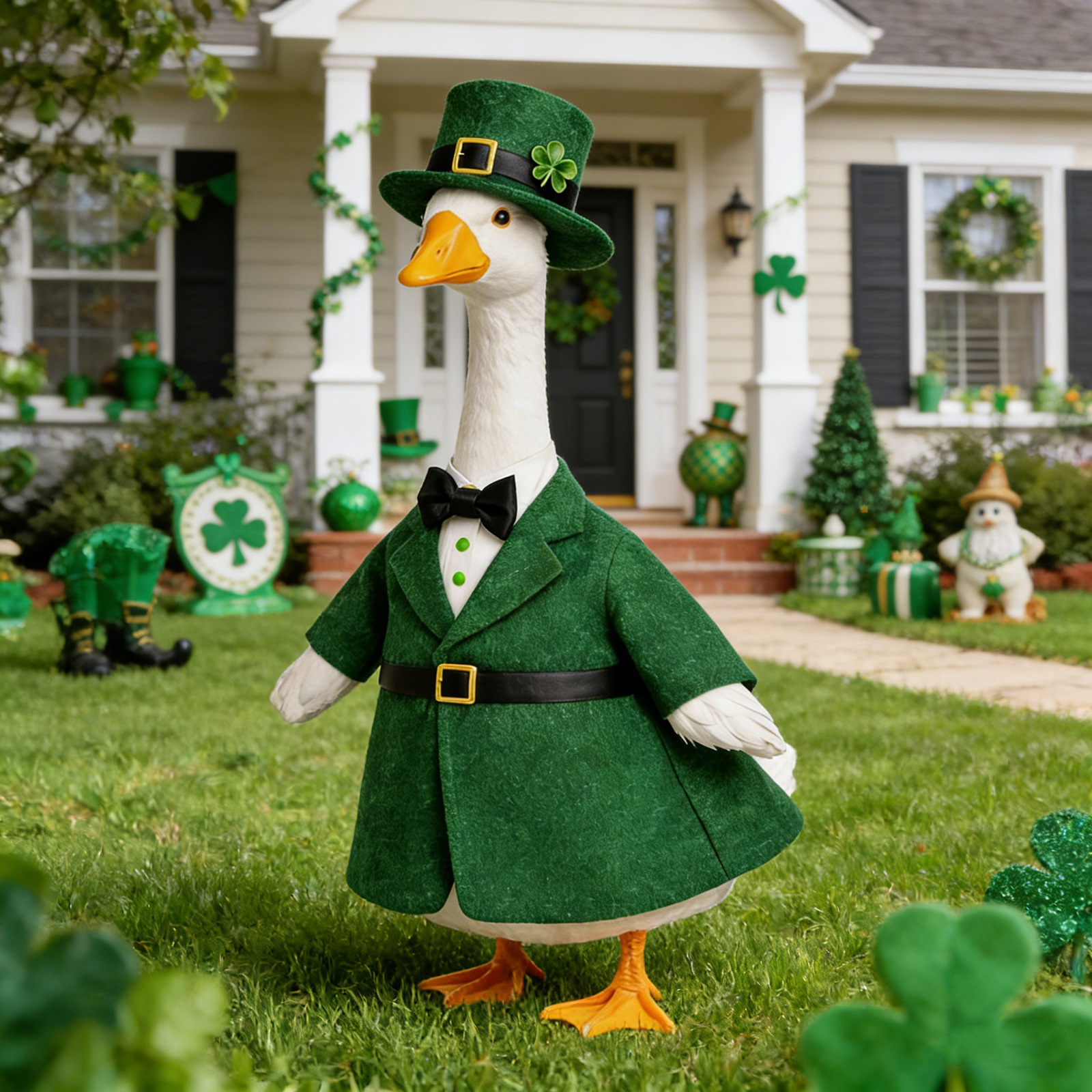 TEMU 2pcs 's Day Goose Dress Porch Yard Outdoor Statue Goose Dress Yard Goose Dress Up Holiday Set For 23 Inch Goose Ornament