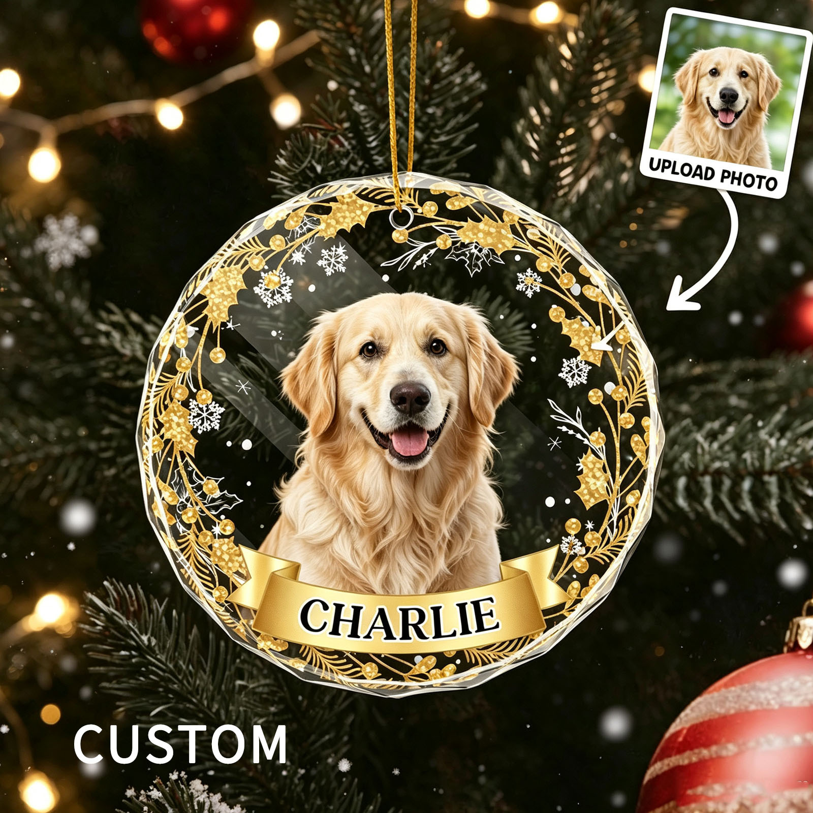 TEMU Ornement Photo de Compagnie Personnalisé 2D Plat - Photo et Nom Personnalisés à Télécharger, Convient pour Décoration Suspendue de Sapin de Noël