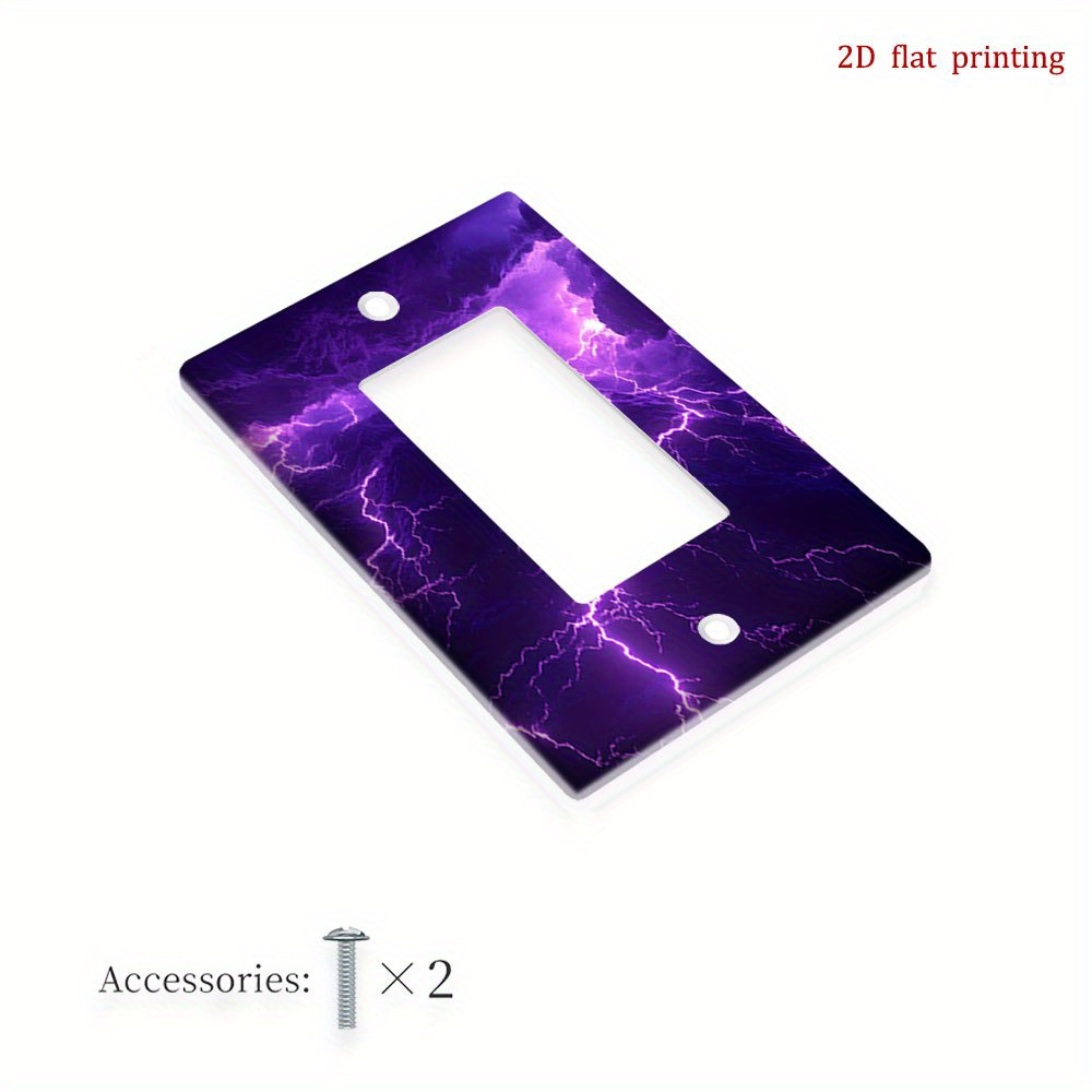 TEMU [Impression 2D Plate] Plaques Murales de Éclair Violet, Couvre-Interrupteurs et Prises, Décoratif Électricité ni Piles, Montage Standard, 2D