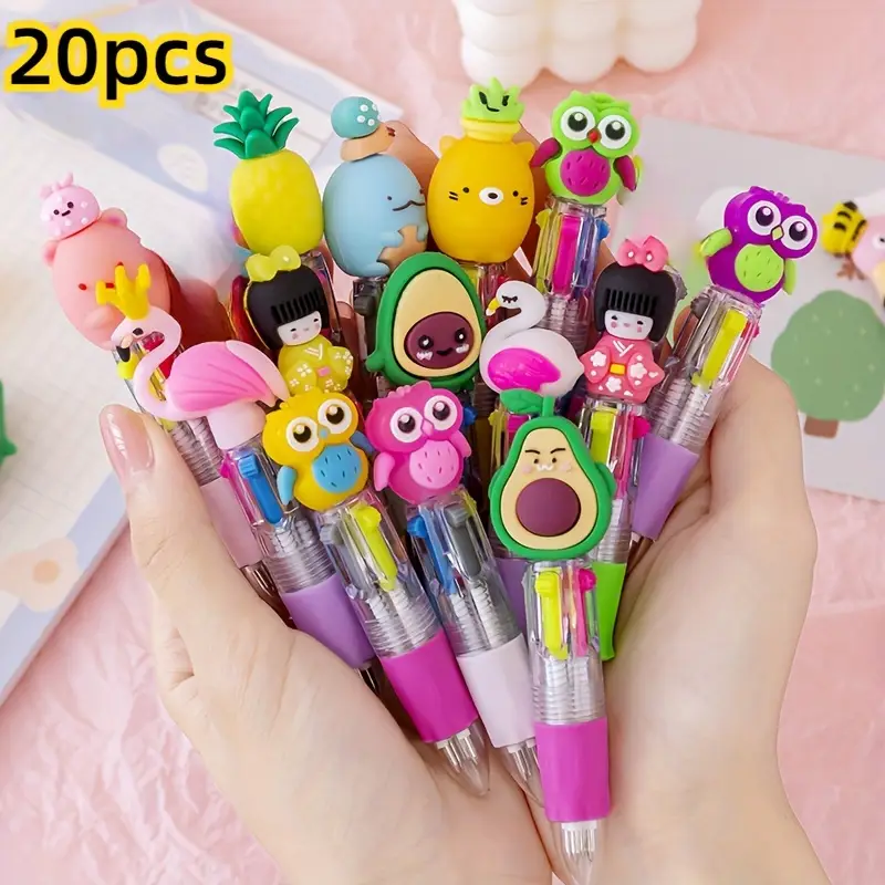 20 cute retractable ballpoint pens ergonomic round body point pvc material stick structure cute designs retractable closed type point type ergonomic features stick structure type plastic material for school and office supplies Product details 0