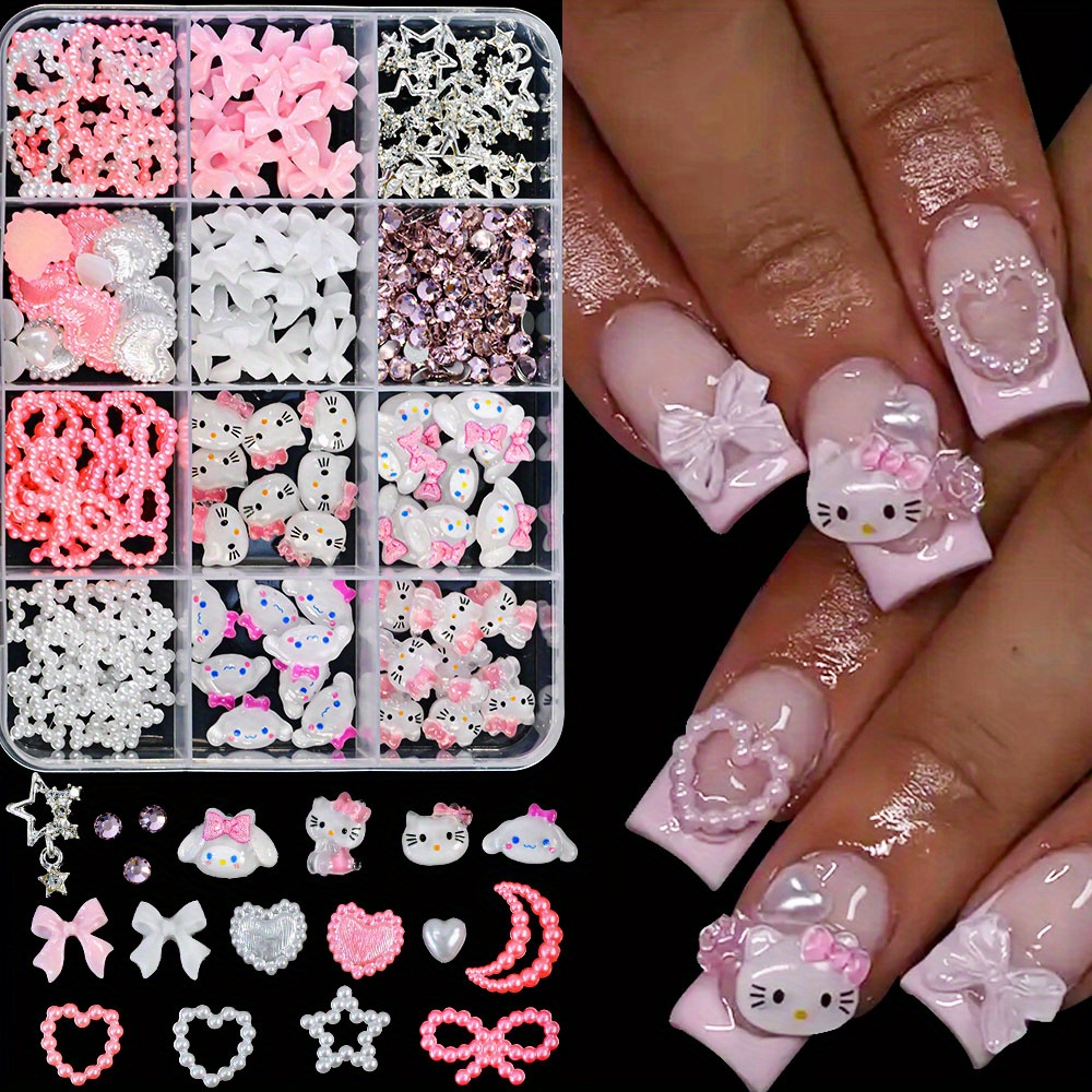 Image of | Grid Cute Nail Jewelry Set With Shiny-3d Transparent/matt Resin Design, Irregular Shapes, Suitable For Exquisite Nails, Mobile Phone Case And Hairpin Diy Decoration