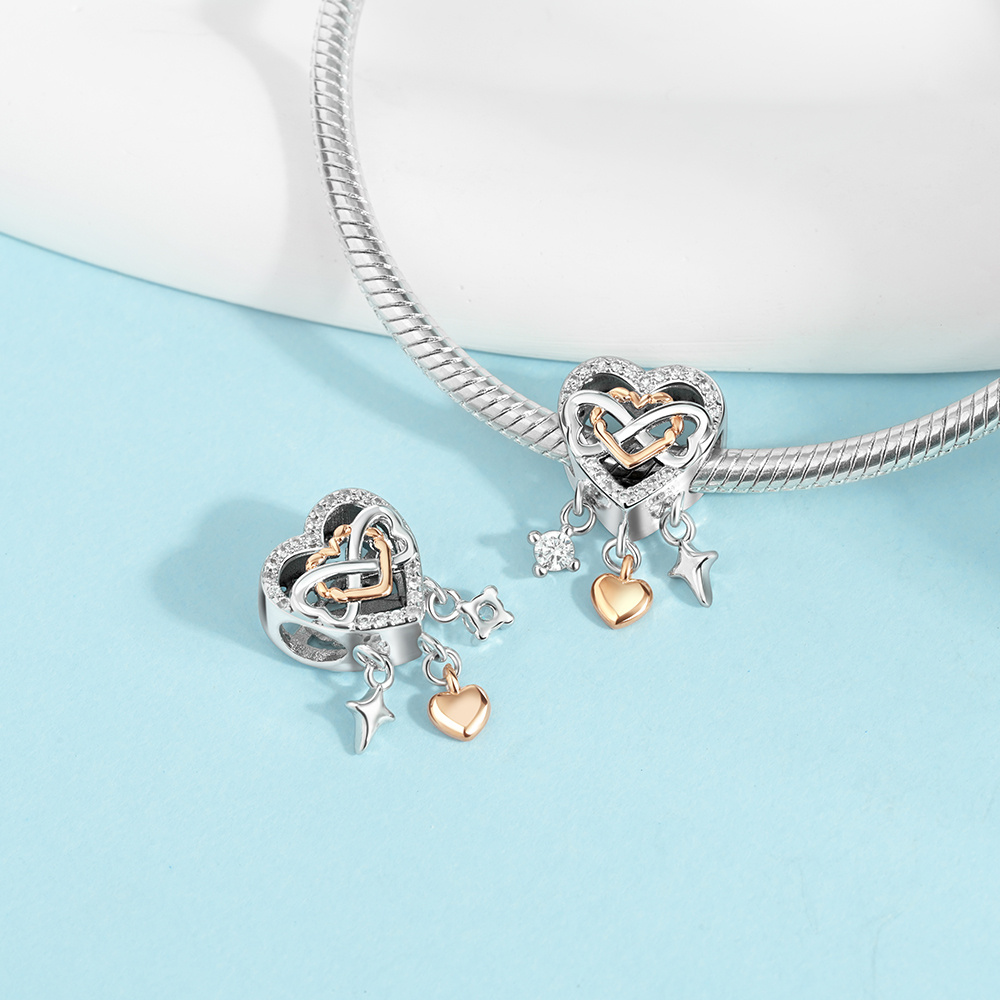 925 Silver Infinite Heart Charm for Jewelry Making