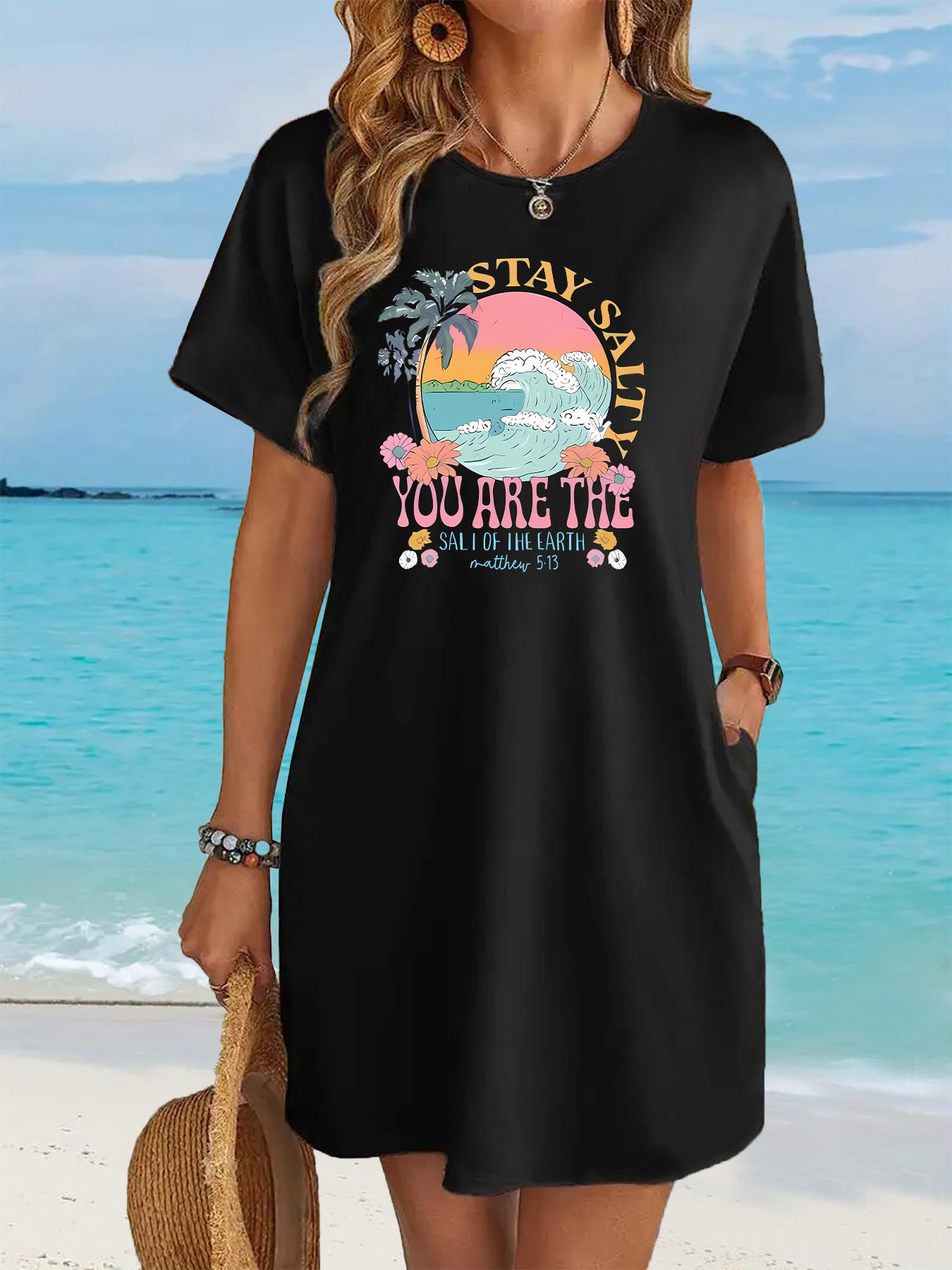 chinese dress ladies Mermaid Tie Dye T-Shirt Dress  RavenRova