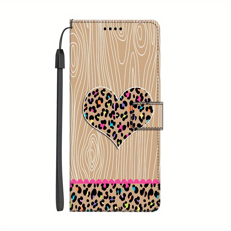 TEMU Phone Case: Heart Pattern Pu Magnetic Flip Wallet Case With D Holder Stand For Galaxy S25/s24/s23/s22/s21/s20/s10/s9/s8/s7/s6/s5 Fe   And Note