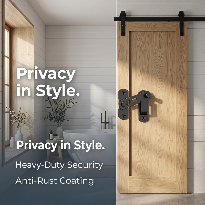 TEMU Heavy Duty Stainless Steel 180 Degree Flip Door Latch Lock, Barn Door Lock With , Rotating Sliding Door Security Latch For Bathroom, Garage, Pet