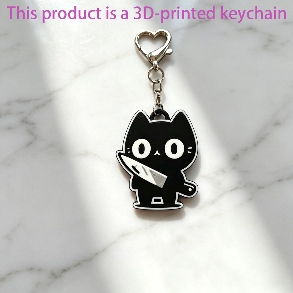 TEMU 1 llavero de gato negro diseñado exquisitamente con impresión 3D, adecuado para llaves de coche, llaves, regalos de vacaciones, decoración para