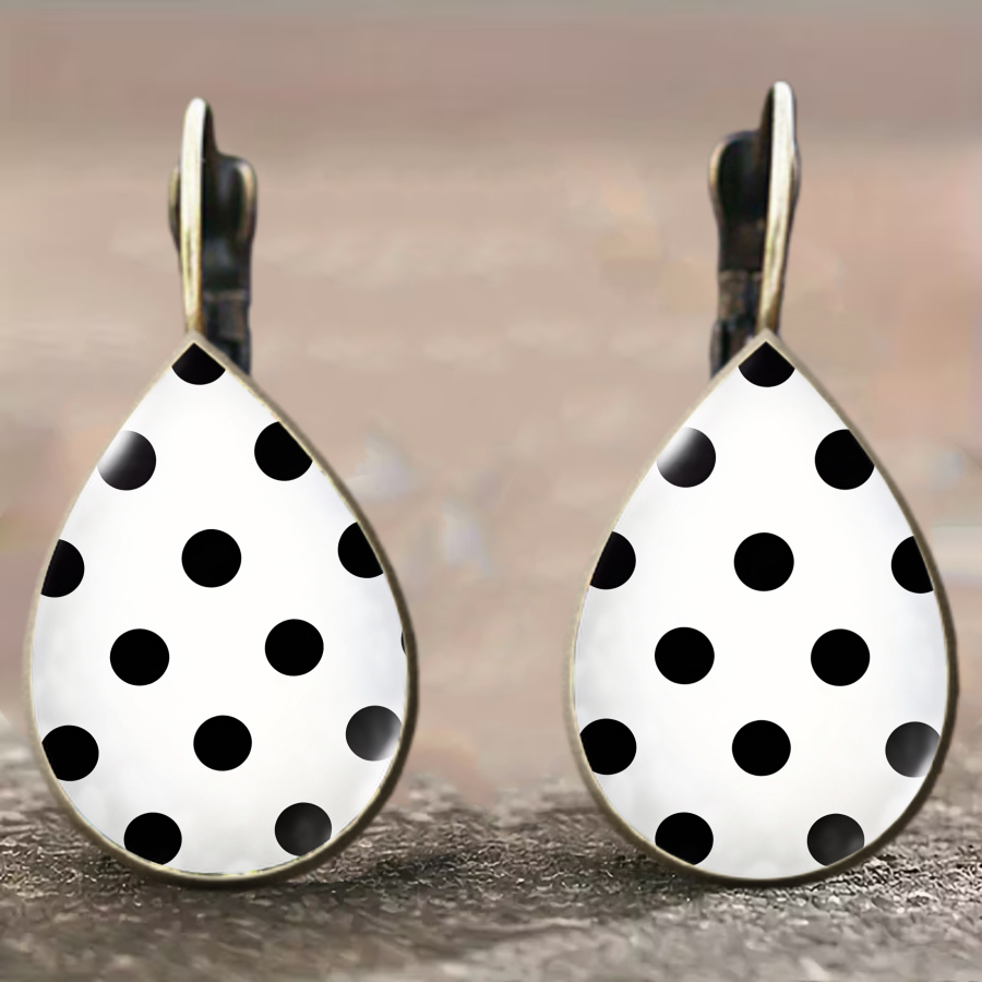 TEMU 2pcs Polka Dot Earrings Teardrop Earrings Fashion Earrings Style Earrings Teardrop Earrings Pattern Earrings Jewelry Additions Unique Jewelry