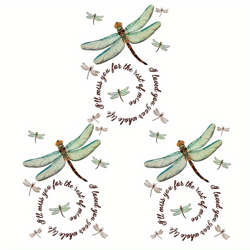 TEMU 3pcs Dragonfly Iron-on Transfer Stickers, Diy Vinyl Decals For T-shirts, Jeans, Sweatshirts, Pillows , Durable, Needed, Easy To Apply, On Costs,