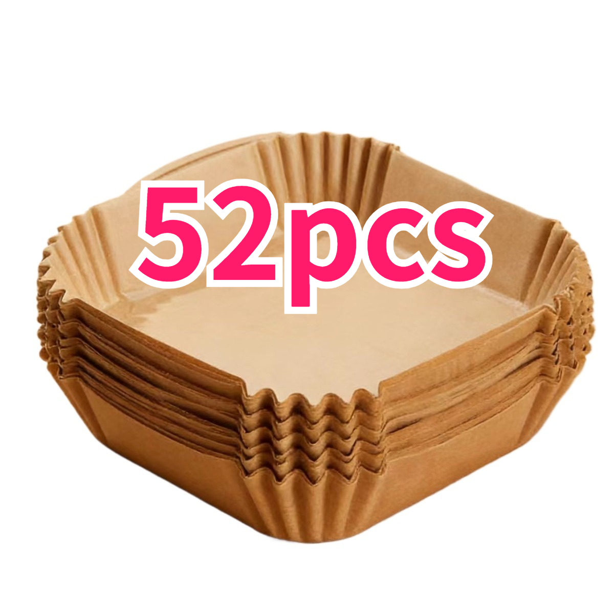 TEMU 52/105pcs Revêtements Carrés Jetables en Papier pour Friteuse à Air, Papier Anti-Gras, Friteuse à Air Plateau, Accessoires de Cuisine, Friture,