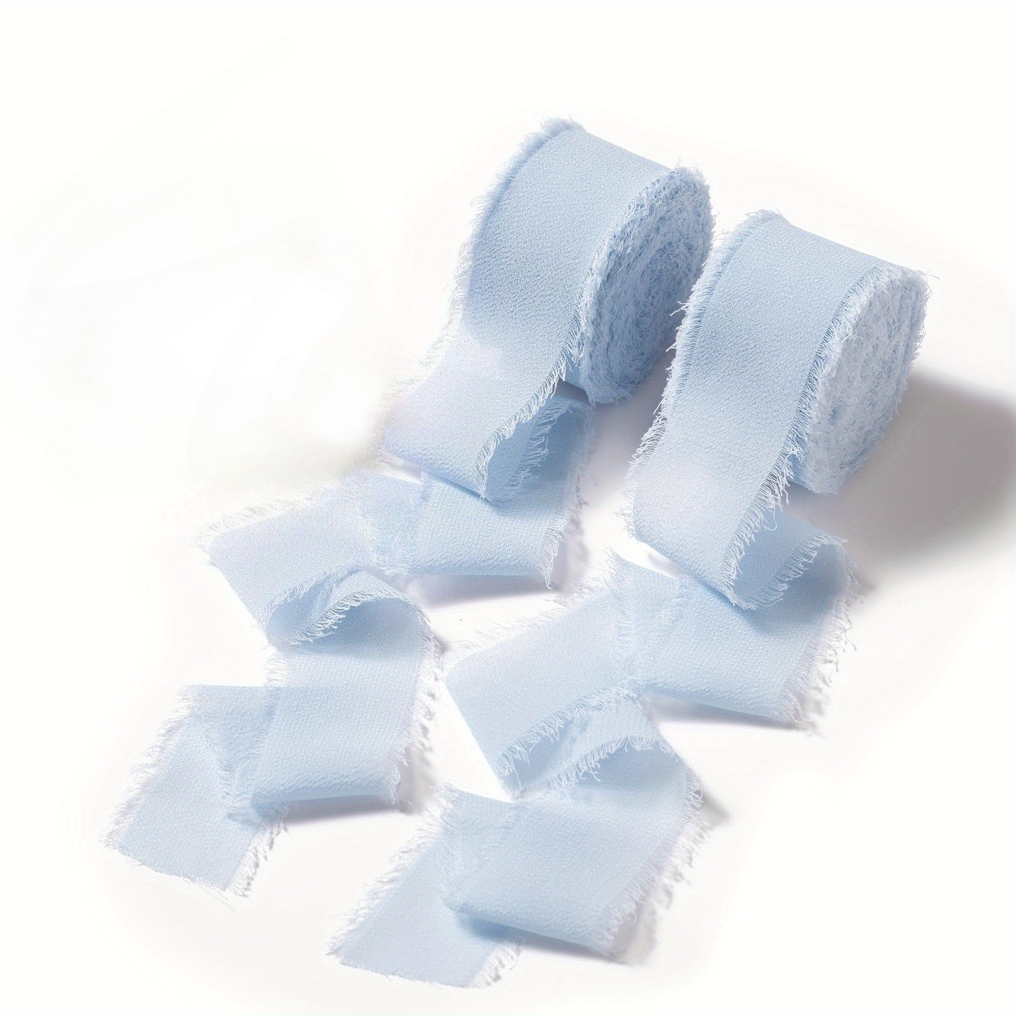 E-shop Band 1,1 Zoll x 2 Rollen Gesamt 17,5 Yards Handgefertigter Fransenchiffonband zum Verpacken von Hochzeitseinladungen, Brautsträußen,