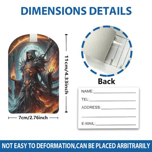 1pc gothic dark luggage tag suitable for suitcases backpacks handbags pu high quality suitcase accessory for travel gift for themed label for business trips