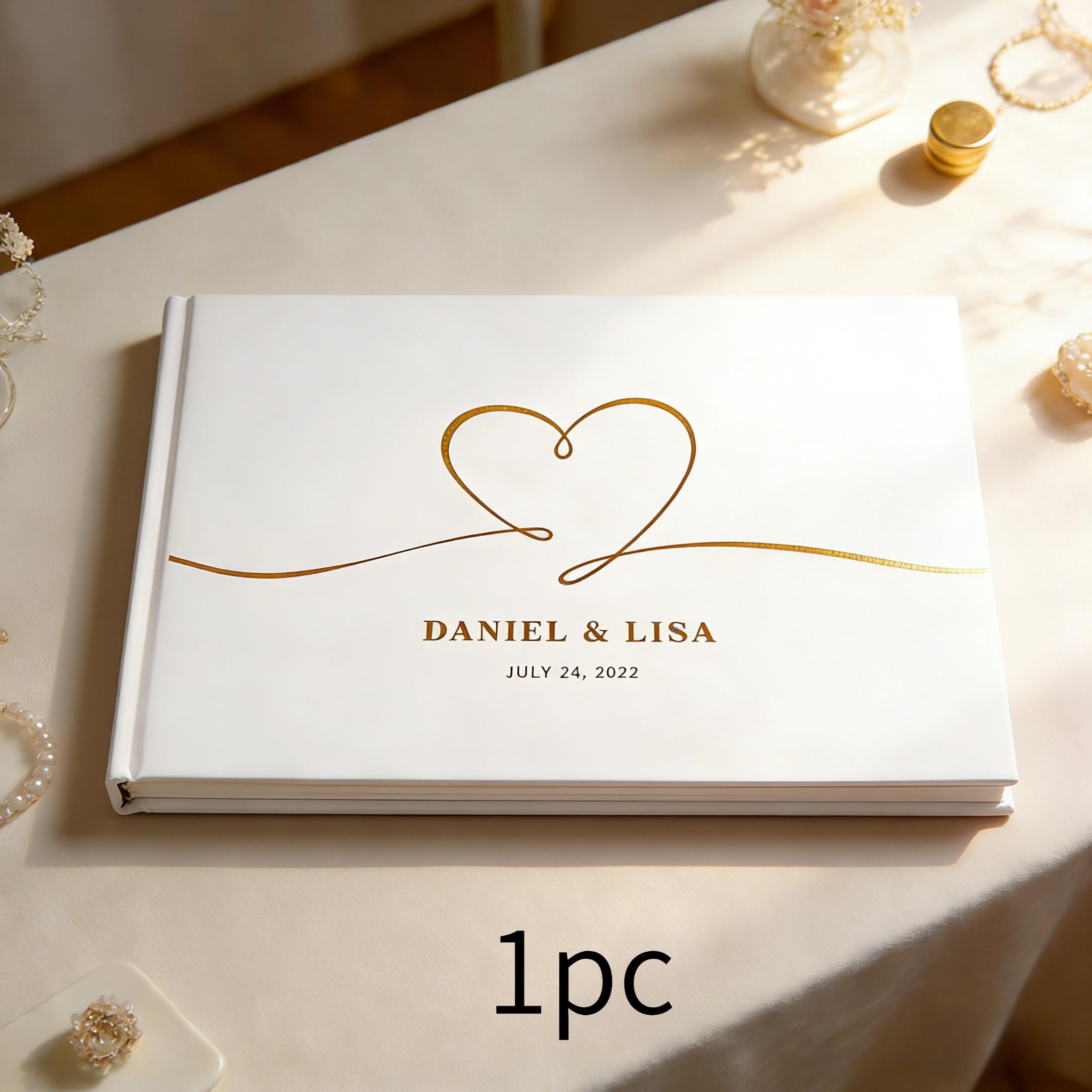 Po Tanek Poročni Album - Personaliziran Poročni Album s Podpisom 50 Strani - Album za Podpise Neveste in Ženina, Personalizirano Ime in ,