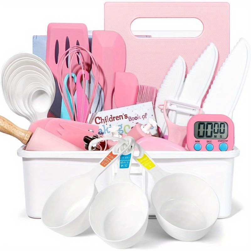 37pcs Kids Cooking Sets Real Kids Cooking and Baking Gift Set with Storage Case Timer Kid Safe