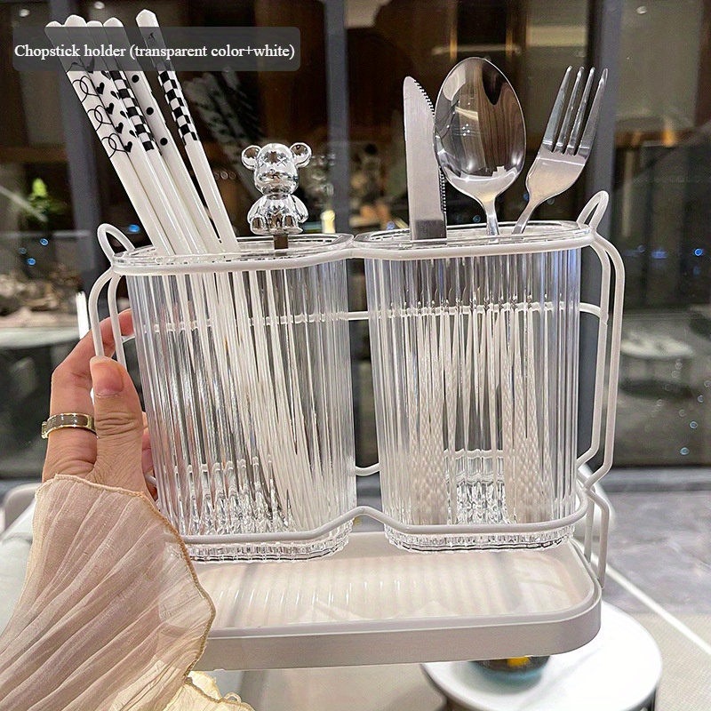 TEMU 1pc Nordic -draining Chopstick Holder, Kitchen Utensil Storage Box, Home Shelf, Chopstick Basket, Kitchen Utensil Storage Cage, Multifunctional