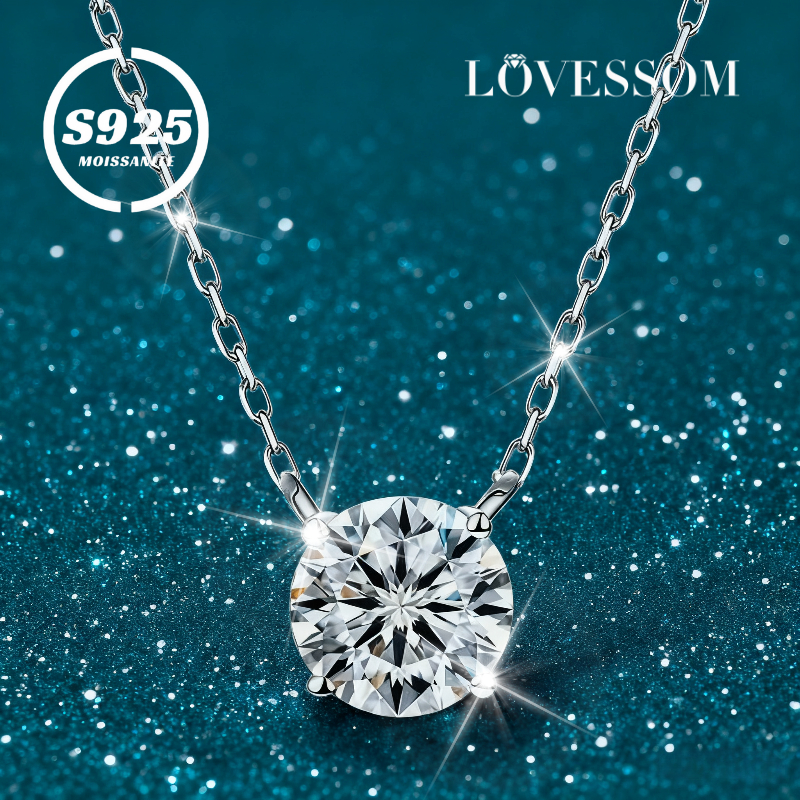 925 Silver Moissanite Classic Pendant Necklace