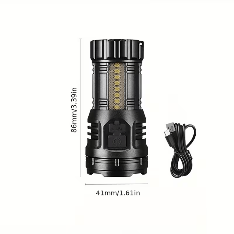 TEMU Torcia LED Ultra-Luminosa con Batteria Ricaricabile USB da 1800Mah, Modalit� di Illuminazione Multiple, Luce Laterale, Luminosa COB, Clip per
