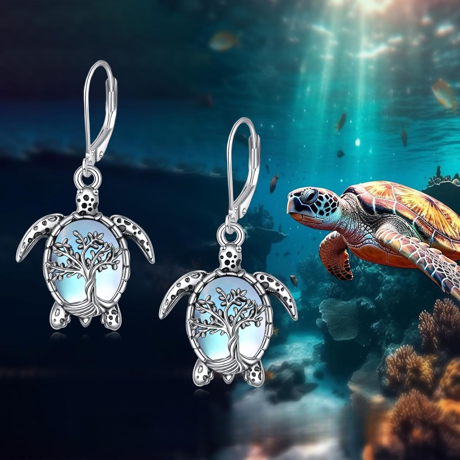 TEMU Creative Of Life Sea Turtle Pendant Earrings Christmas Thanksgiving Halloween Holiday Gifts Birthday Parties Jewelry Anniversary Gifts, Without