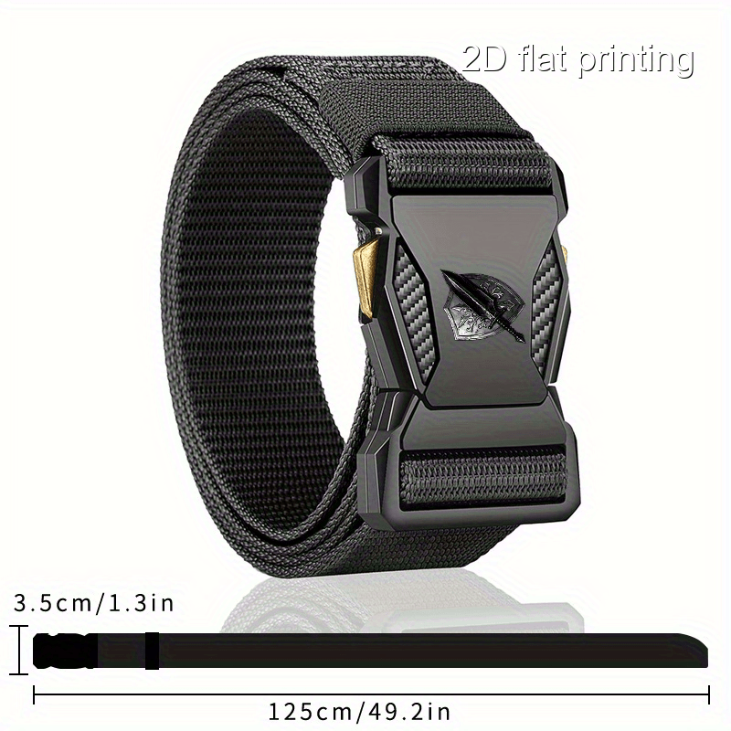 Men's Tactical Canvas Belt with Shield Dagger Buckle