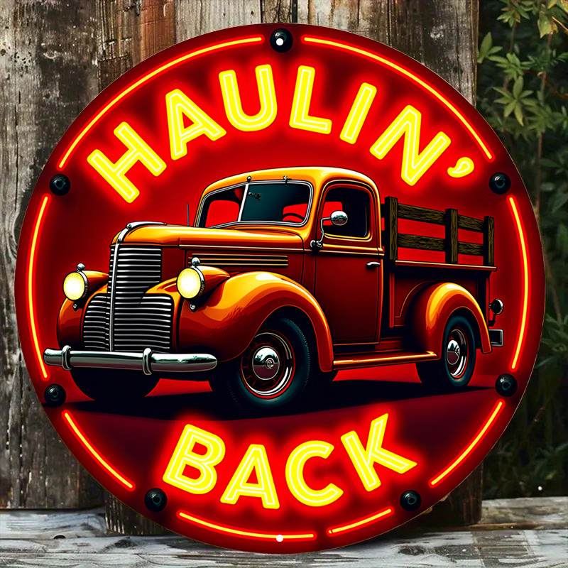 

1pc Aluminum , "haulin' " Truck, Red And , , Art For Bar, , , , 7.8x7.8