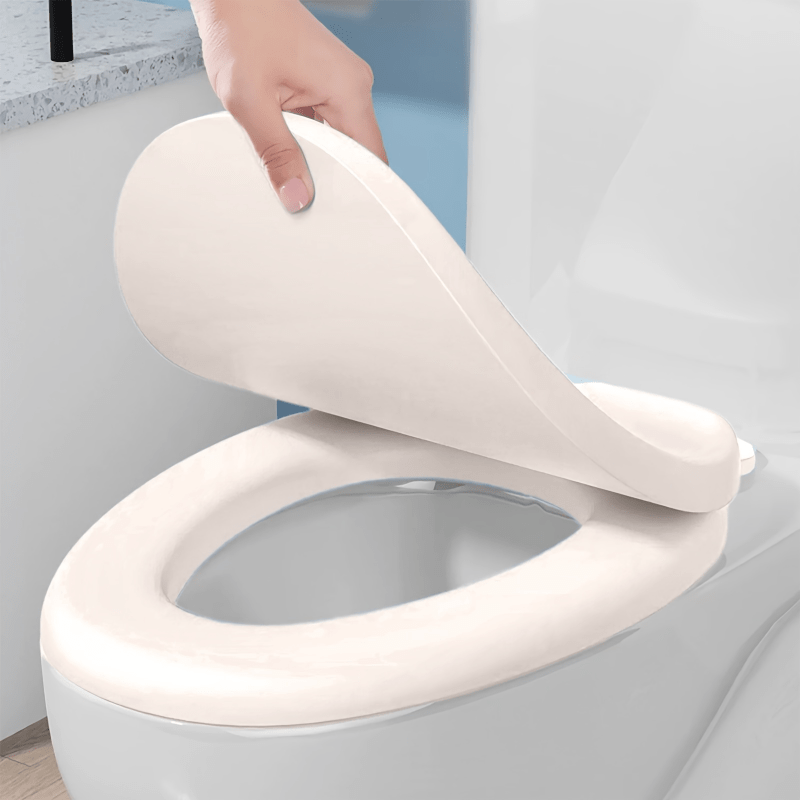 Soft-Close Toilet Seat Cover with Non-Slip Base - Thickened Cushioned Bathroom Lid Protector, Suitable for All Bowls, Easy to Clean Poreless Surface - Modern Upgrade Design in High Quality, Commercial Restroom, Minimalist Decor, Contemporary Style, Durable Plastic, Public Restrooms, Household Essentials