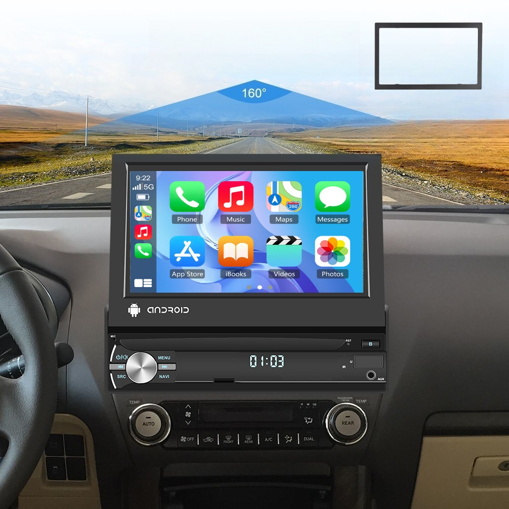 Image of Single Din Car Stereo Auto , 7-inch 1080p Flip-out Car Radio With Wireless Fm Radio Hd Backup Camera, 2.0 Usb, Tf Card, Aux-in Ports, Swc Support, Without Battery