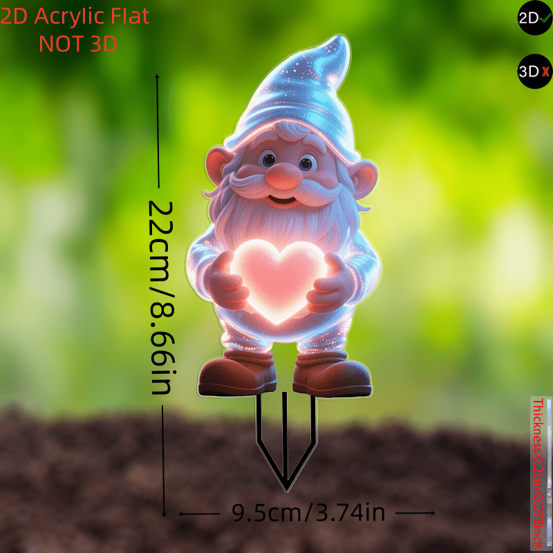 E-shop 2D-Flach, [2D-Flach] 2D-Flach . Gnom-Acryl--Bodenschild, dekoratives Einschraubschild für Garten Hof. Geeignet für Hofflächen, Blumentöpfe,