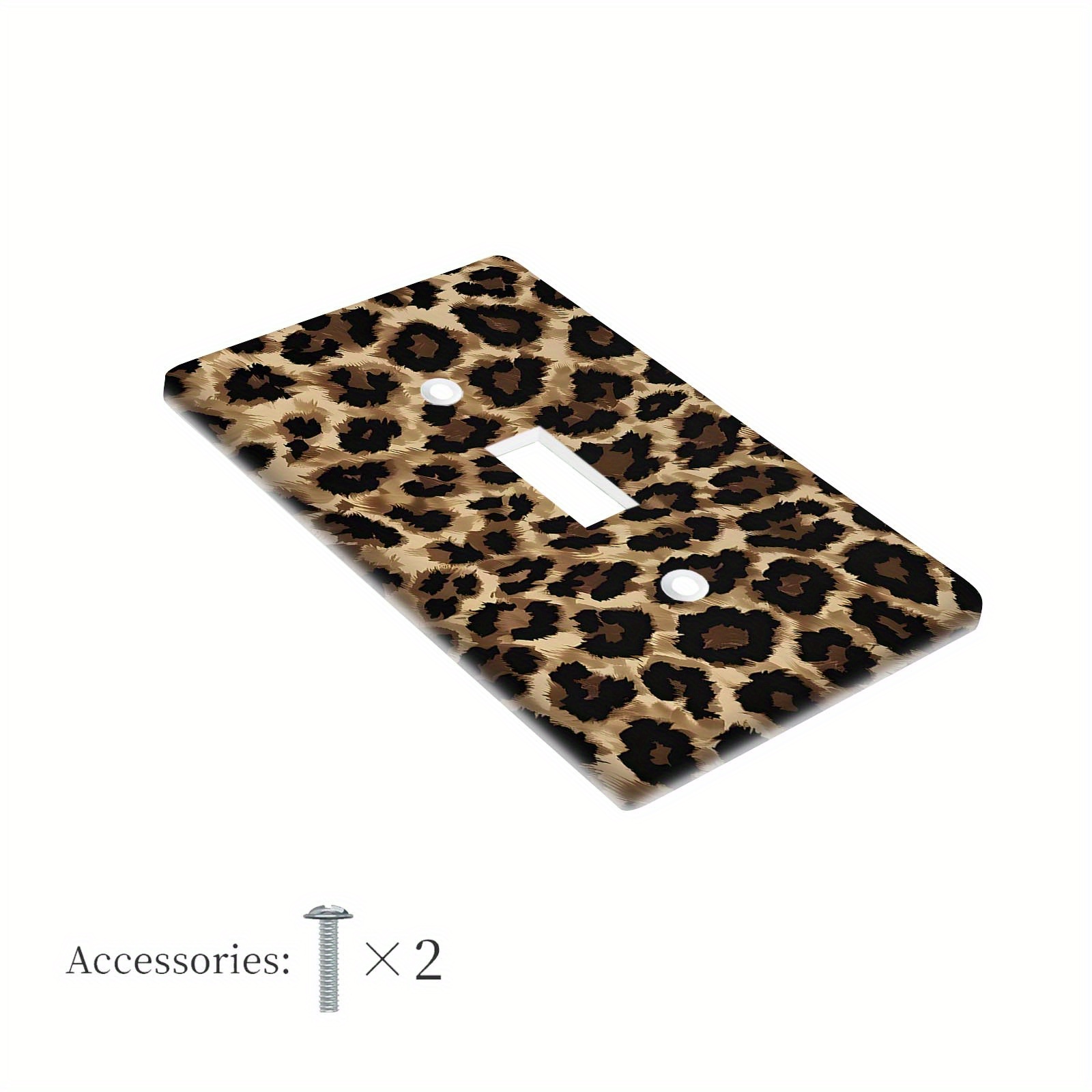 TEMU 1pc 1gang/2gang Leopard Print Light Switch Cover, Decorative Wall Plate For Indoor & Outdoor Use - Bedroom, Kitchen, Bathroom, Home Decor - , No