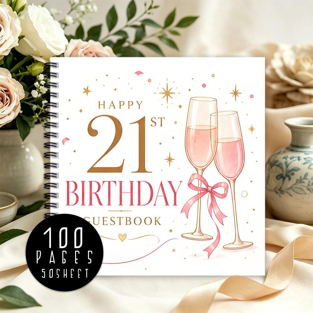 TEMU 1pc Aesthetic Birthday Party Guestbook, 21st Birthday Guest Signature Book Record Book Birthday Party Gifts Decoration Perfect Gift For