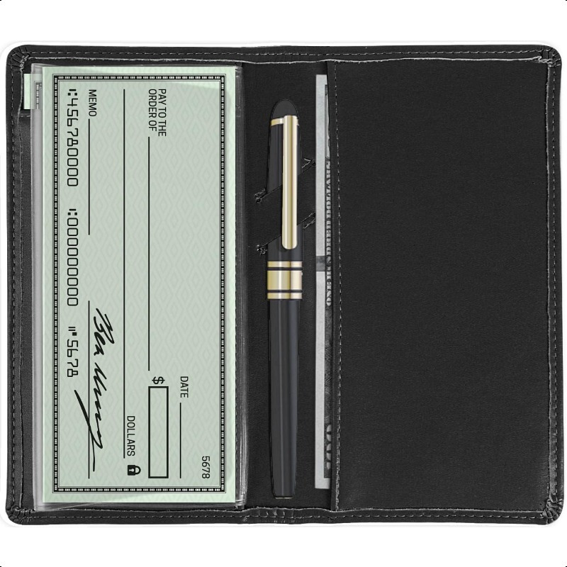 

Leather Checkbook Cover For Men And Women Rfid Blocking Case Card Holder With Free Divider Checks With Pen Inserts