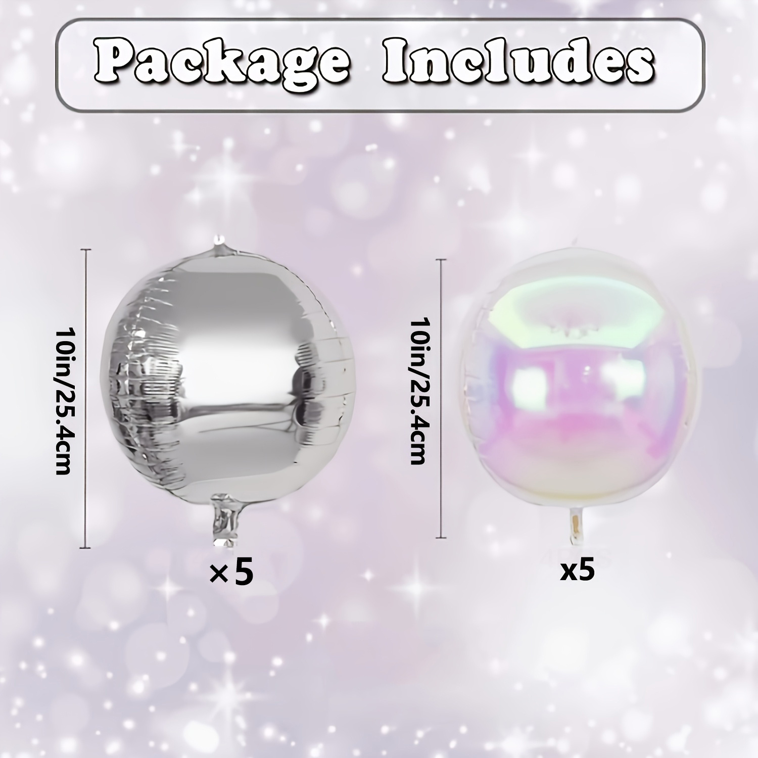 TEMU Set da 10 palloncini 4D trasparenti iridescenti da 10 pollici e palloncini 4D argentati a specchio, palloncini rotondi in lamina, adatti per