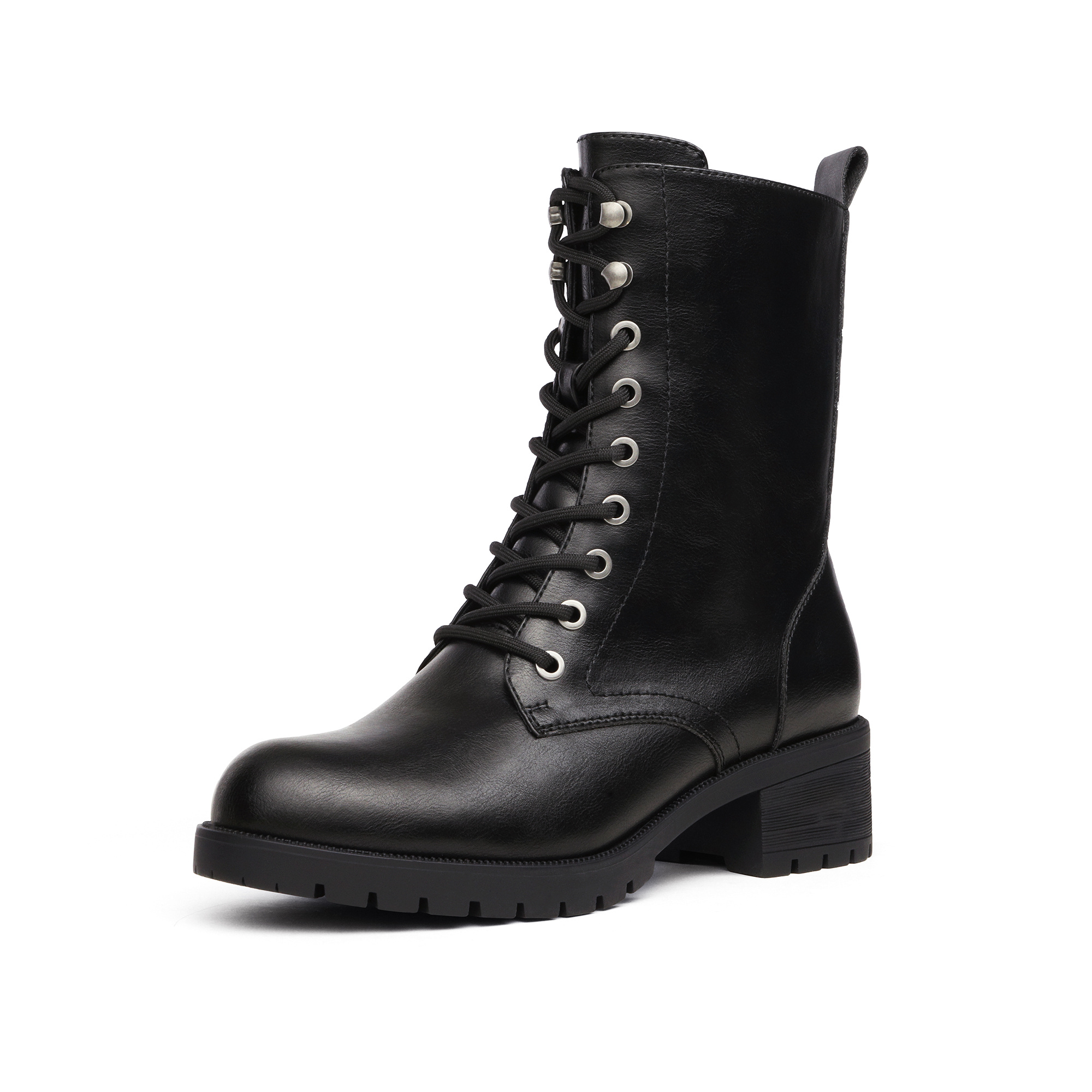 Image of Dream Pairs Women's Casual Combat Boots - Mid-calf Lace-up With Zip For Seasonal & Fashion Wear, Women Shoes