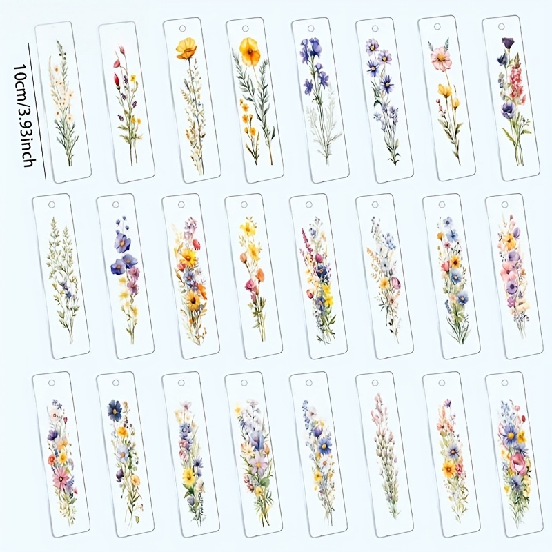 TEMU 24 feuilles/ensemble Papier de transfert UV DTF pour marque-pages , motif de fleurs , convient pour la fabrication de marque-pages (autocollants
