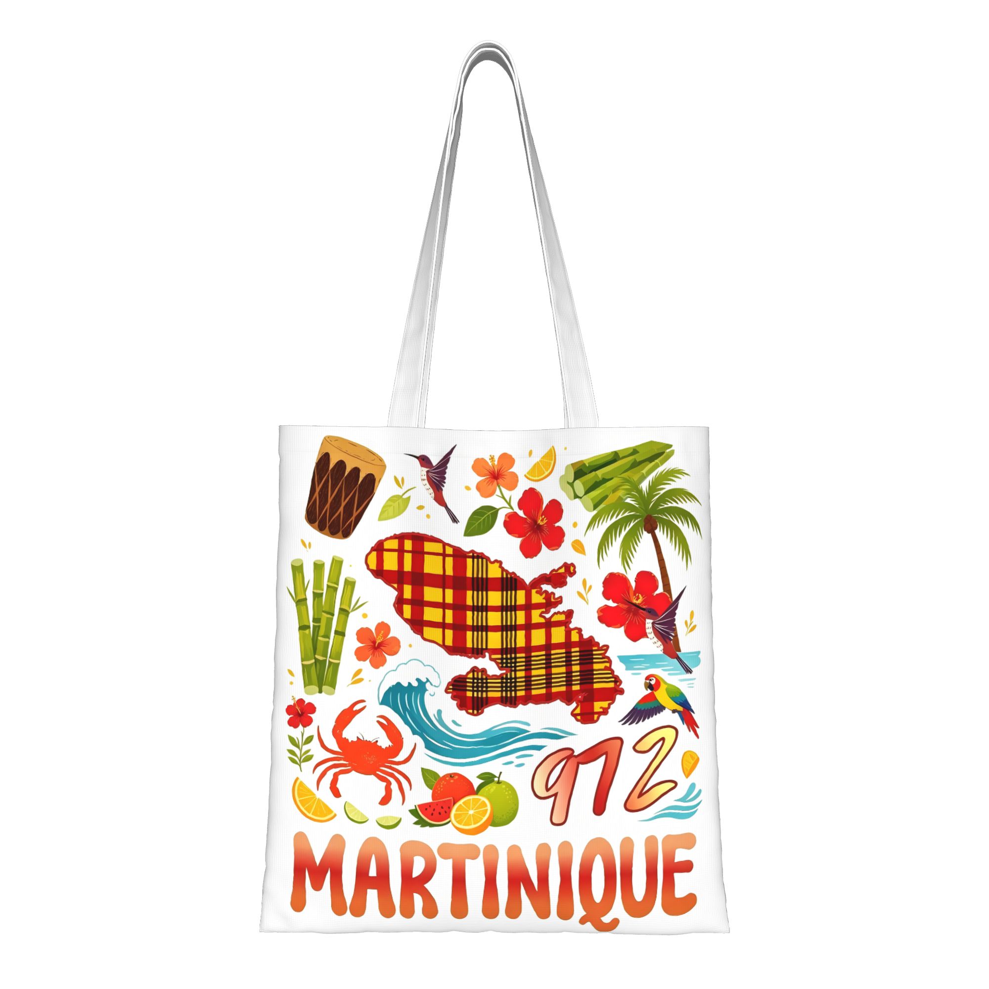 TEMU Sac fourre-tout réutilisable multifonctionnel en toile Martinique 972, imprimé tendance, sac en toile transparent de dessin , adapté pour
