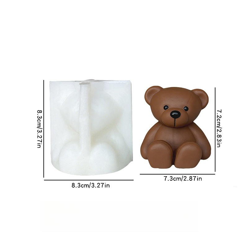 TEMU Resin Liquid Mold - 1pc Standing Big- Little Bear Candle Silicone Mold For Bear Plaster Ornaments - Compatible With Wax, Soap Making, Candle