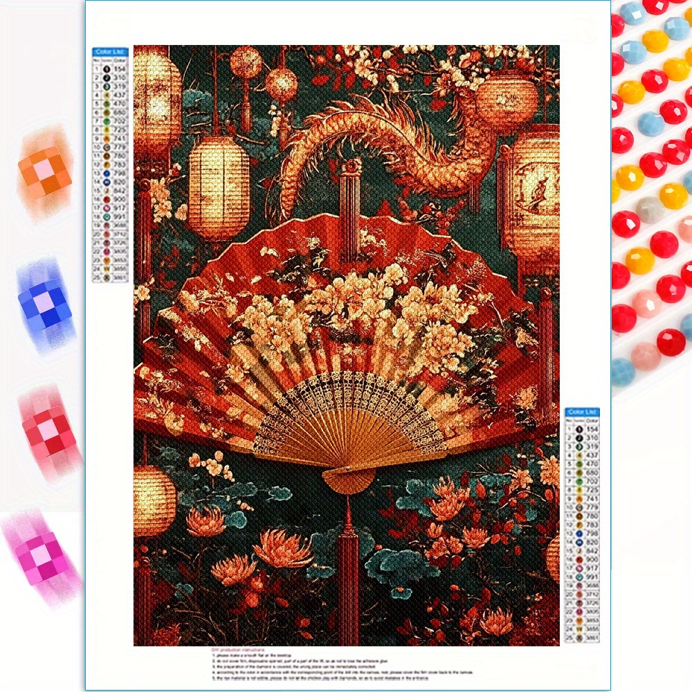 

[1pc 5d Kit] 30x40cm 5d Round Kit, Traditional Chinese Festival Theme, Canvas Mosaic Craft, Complete Diy Set With Tools, For Living Room Bedroom Decor, Home Decoration Gift