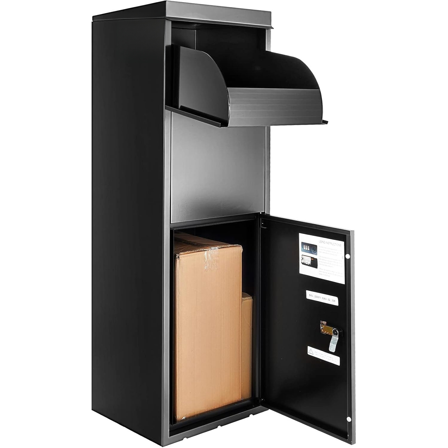 Self-sealing Galvanized Package Delivery Box Suitable For Outside - Anti-theft Baffle, Coded Lock & Ipx3 Rating - Porch//driveway Storage Box For Parcel Lockbox