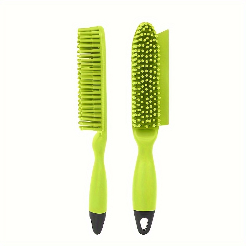 1pc   rubber grooming brush with durable plastic handle green white bristles for dog bath massage and   cleaning of sofas clothes   11cm length 1cm diameter Product details 11