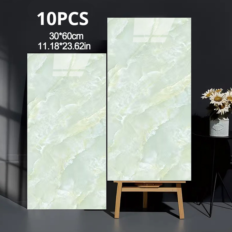 Image of 10pcs Peel And Stick Marble Foam Wall Tiles - Waterproof, For Kitchen Backsplash, Bathroom, Bedroom And Living Room Decor