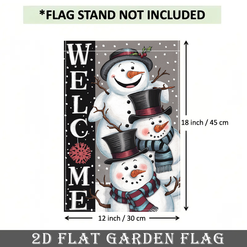 TEMU 2d Flat, 2d Flat Banner, 1pc Snowman Design Garden Flag, Color, Double-sided Durable Outdoor Home & Yard Decor, 12x18 Inch, No Pole Included,