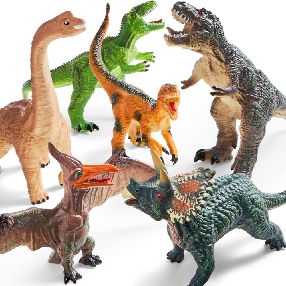 TEMU Syncfun Christmas Gift Big Dinosaur Toys For Toddlers, 6pcs Large Soft Dinosaur Figures With An Educational Book, Jumbo Realistic Toys For Boys