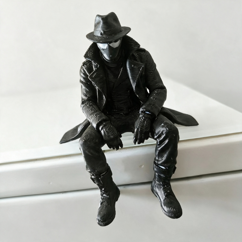 TEMU 3d Printed Figurine Statue Ornament - Sitting-on-edge /self-sitting Figure, Plastic / Decor Suitable For Bookshelf, Nightstand, Office Table,