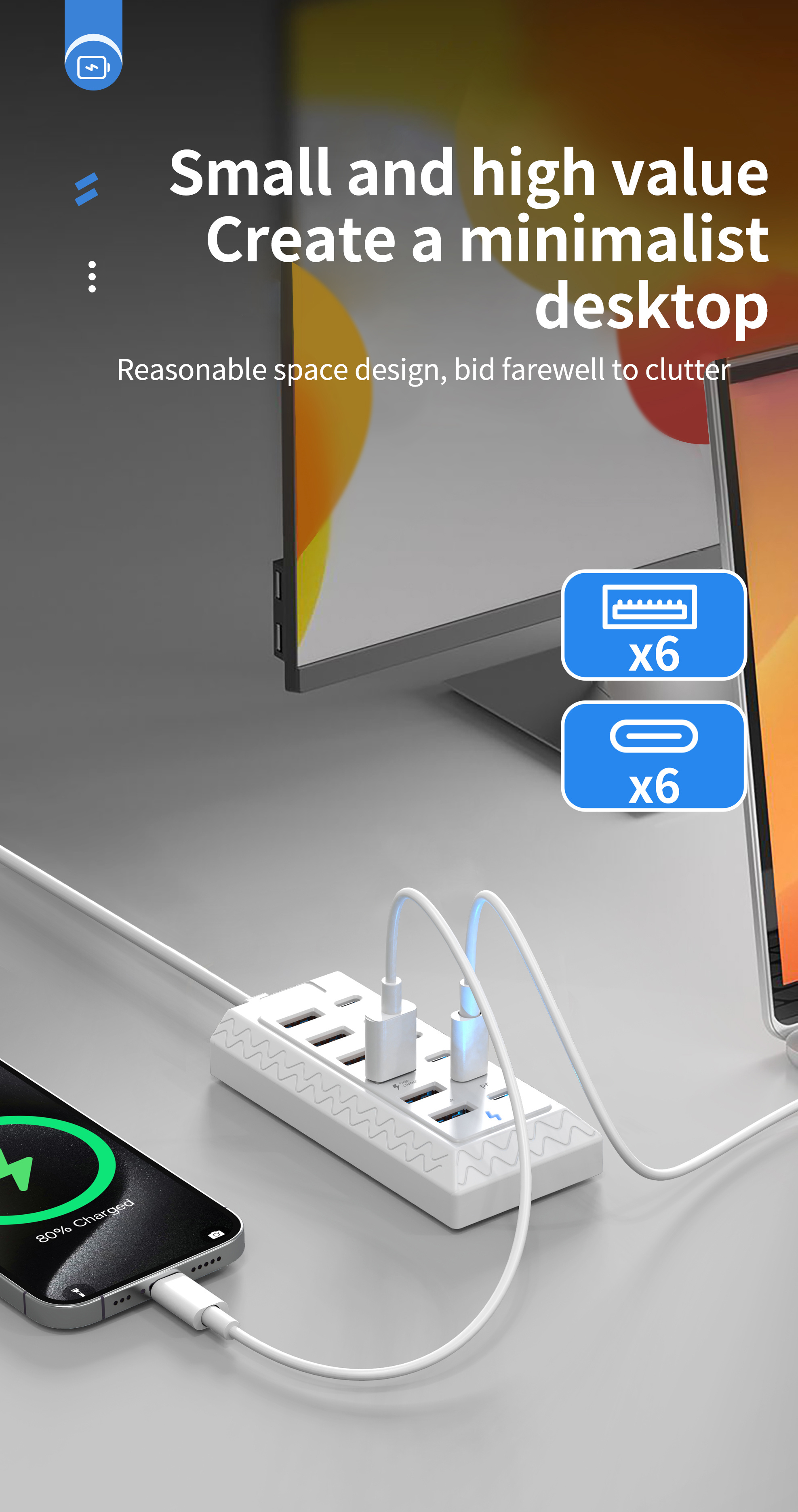 12-In-1 Quick Charging Dock | 6 USB And 6 Type-C Ports, 12-Port Simultaneous Charging Hub | Multi-Device Adapter | Reliable Power Source | Travel And Office Charging Solution | Gifts for Thanksgiving, Christmas, And Valentine'S Day