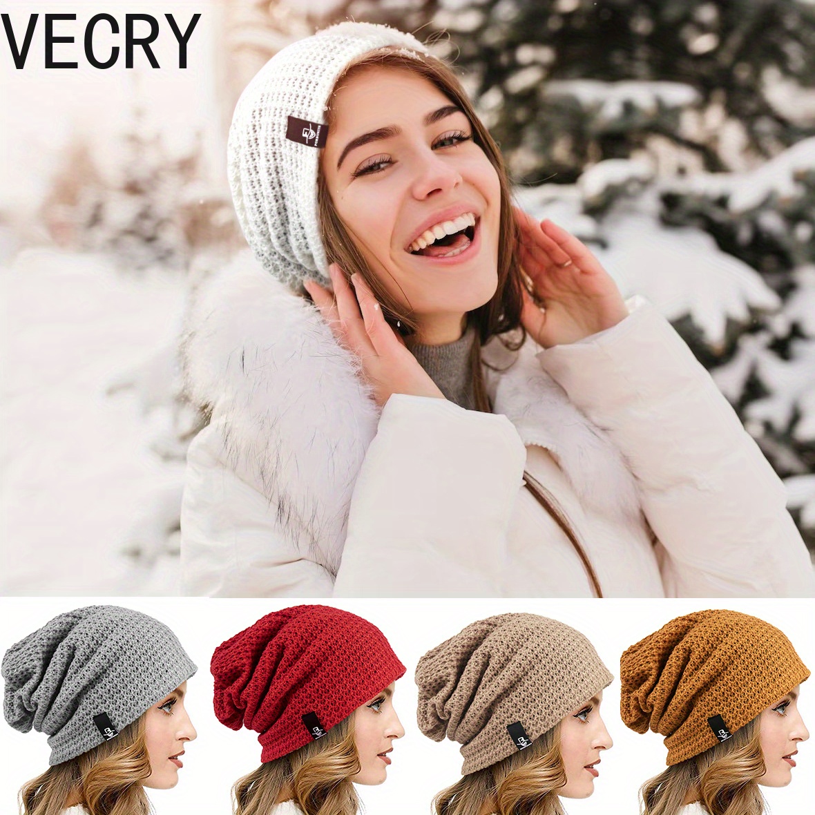 

Vecry Womens Long Skull Cap Ski Hat